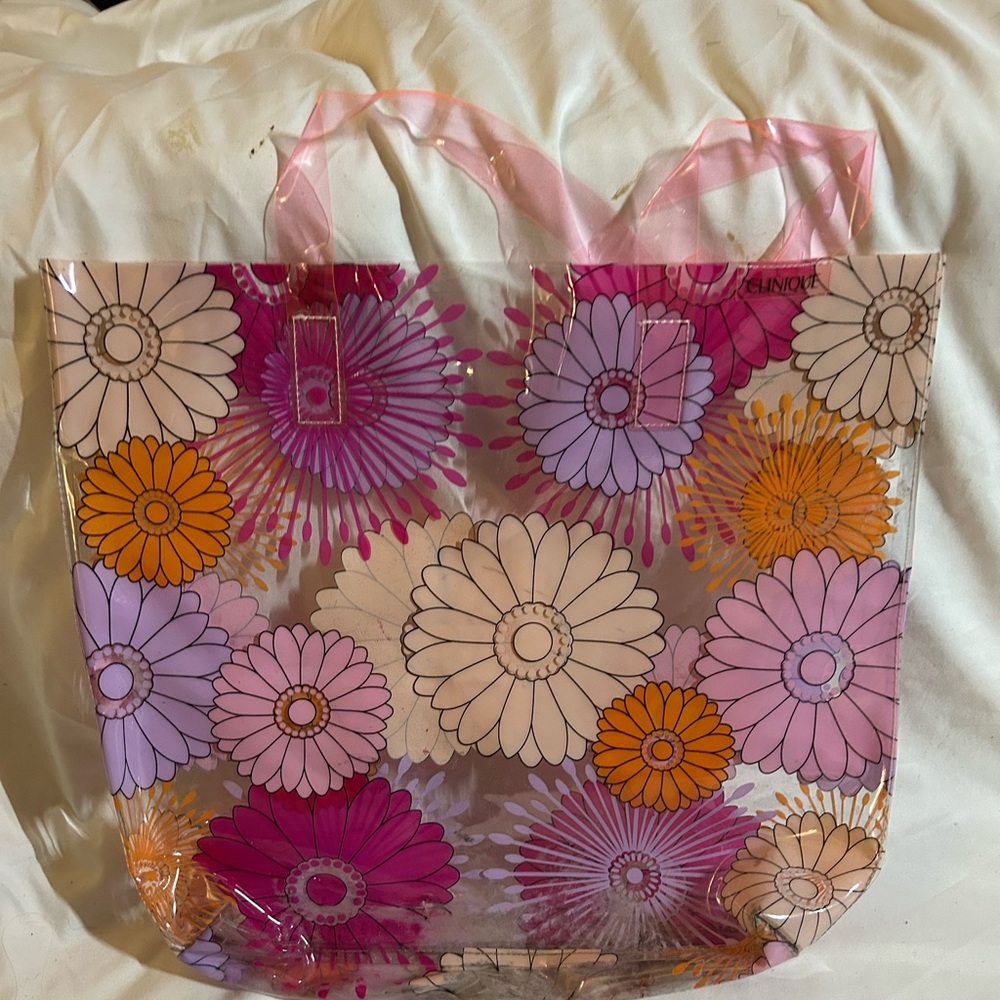 CLINIQUE Floral Clear Tote Bag